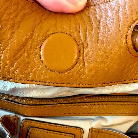 Cole Haan studded stitched designer camel tan leather hobo bag satchel purse EUC - Picture 12 of 15